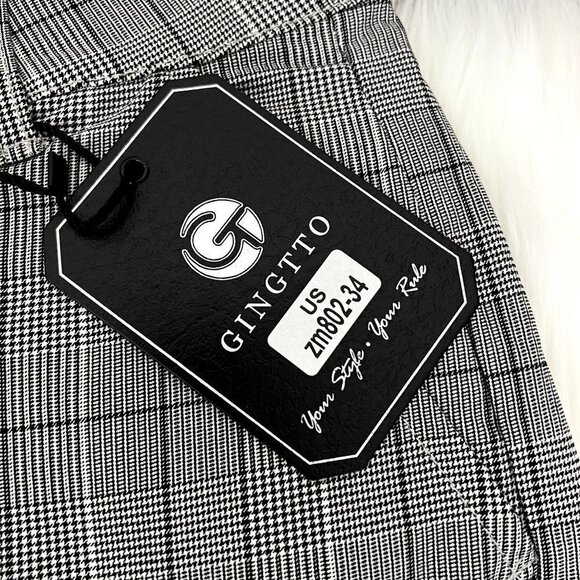 Gingtto Mens 34 Gray Plaid Skinny Chino Shorts Cuffed Stretch - Picture 7 of 12
